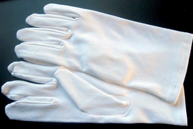 Gants blancs 100 % coton pour grandes mains