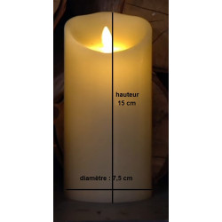 Grande bougie pilier LED blanche 15 cm avec flamme dansante