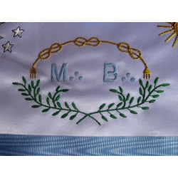 Tablier de maître (Rite français traditionnel - GLNF) en satin brodé bleu pâle