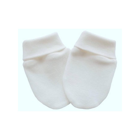 Petites moufles bébé en pur coton blanc uni anti-grattage