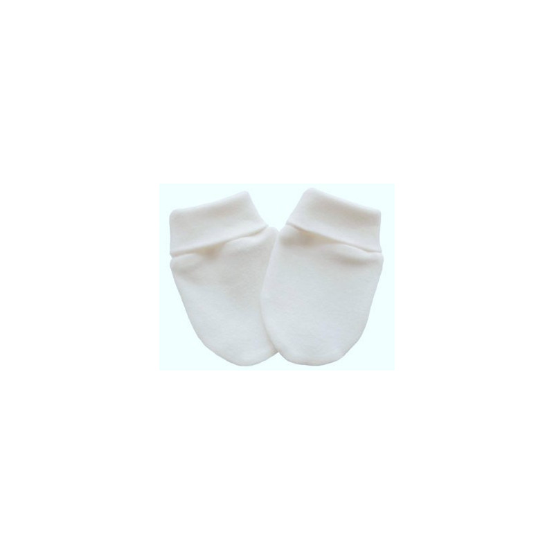 Petites moufles bébé en pur coton blanc uni anti-grattage