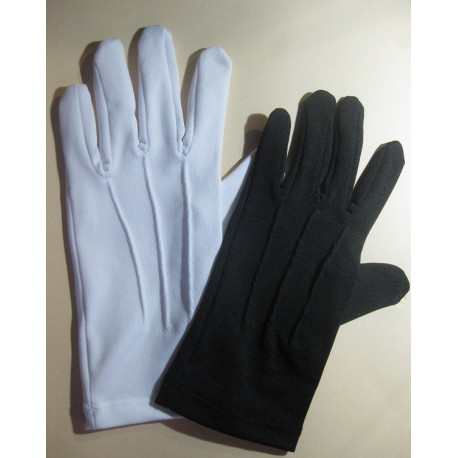 Gants blancs ou noirs unis en coton+lycra