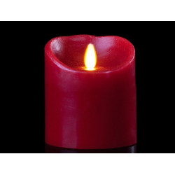 Grosse bougie pilier LED rouge diam 10 cm avec flamme dansante réaliste