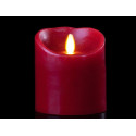 Bougie pilier LED rouge haut. 10 cm et diam. 10 cm avec flamme dansante réaliste