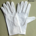 GANTS BLANCS 3 nervures 100 % coton POIGNET ROND.