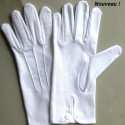 GANTS BLANCS 3 nervures poignet pression 100 % coton