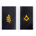 Cravate noire avec clip - motif broderie Acacia ou Equerre-compas