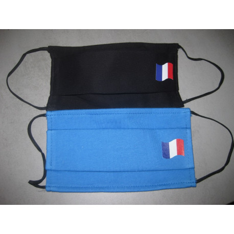 Masque bleu marine en tissu catégorie 1 avec drapeau français