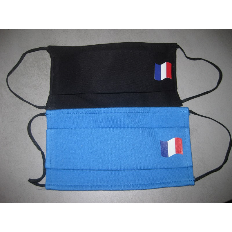 Masque tricolore catégorie 1 bleu, blanc, rouge en tissu - Made in