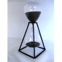 Grand sablier géométrique en métal et verre de 20,5 cm de haut