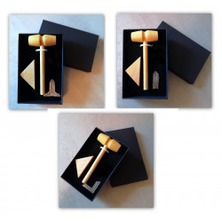  Coffret cadeau mini maillet bois, bloc à frapper et miniature