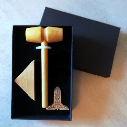  Coffret cadeau mini maillet bois, bloc à frapper et miniature