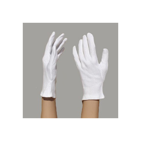 Gants blancs 100 % coton pour grandes mains