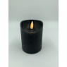 Bougie pilier LED noir 9 cm avec flamme 