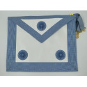 Tablier de maître RFM en cuir ruban bleu ciel avec 3 rosettes