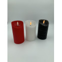 Bougie pilier LED noire, blanche ou rouge 13 cm avec flamme dansante