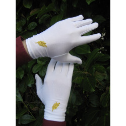 1 paire gants lycra brodés acacia blanc ou or DECLASSES