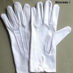 GANTS BLANCS 3 nervures poignet pression 100 % coton déclassés