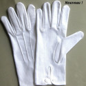 GANTS BLANCS 3 nervures poignet pression 100 % coton déclassés