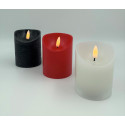 Bougie pilier LED noire, blanche ou rouge 9 cm avec flamme dansante