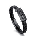 Bracelet cuir pour homme Equerre & Compas allblack