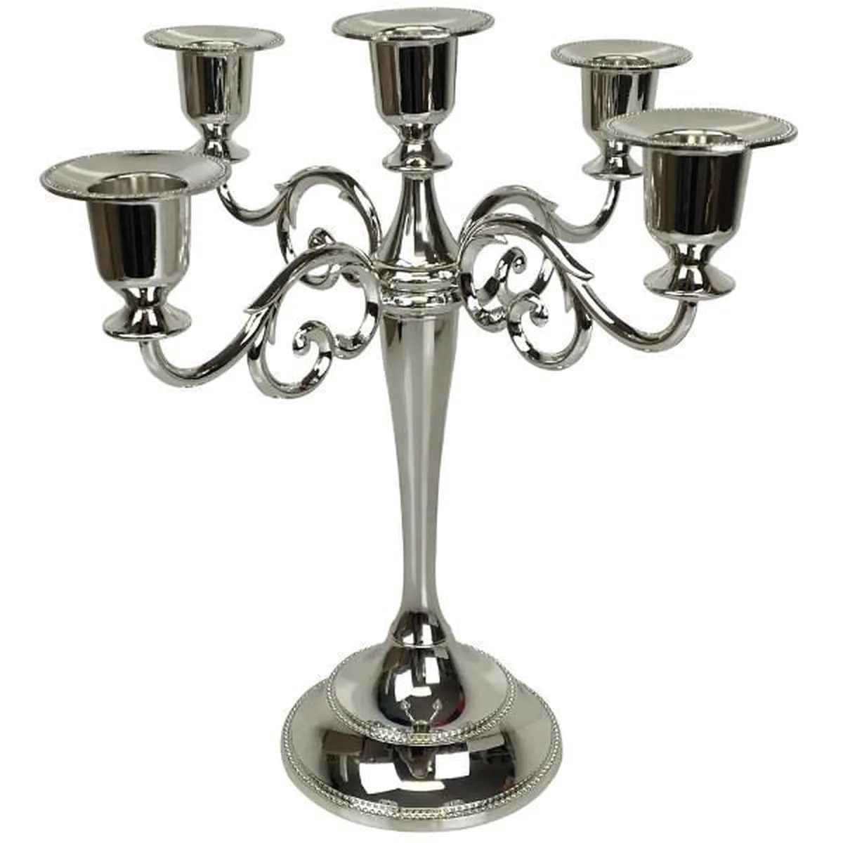 Chandelier Métal Argenté – Hauteur 19 Cm – Sans Marque – État D'occasion Correct – Sans Poinçon