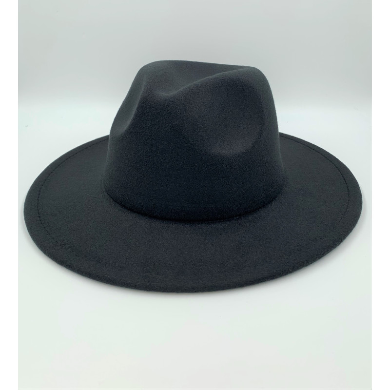 Chapeau Fedora Classique En Feutre Noir – Bord Large 7 Cm, Taille Unique 56-58 Cm, Unisexe
