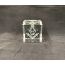 Cube en Cristal gravure Équerre & compas avec "G"