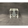 Cube en Cristal gravure Équerre & compas avec "G"