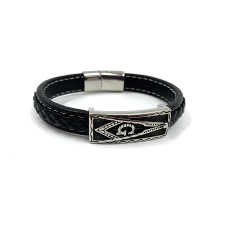 Bracelet cuir pour homme équerre et compas