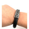 Bracelet cuir pour homme équerre et compas