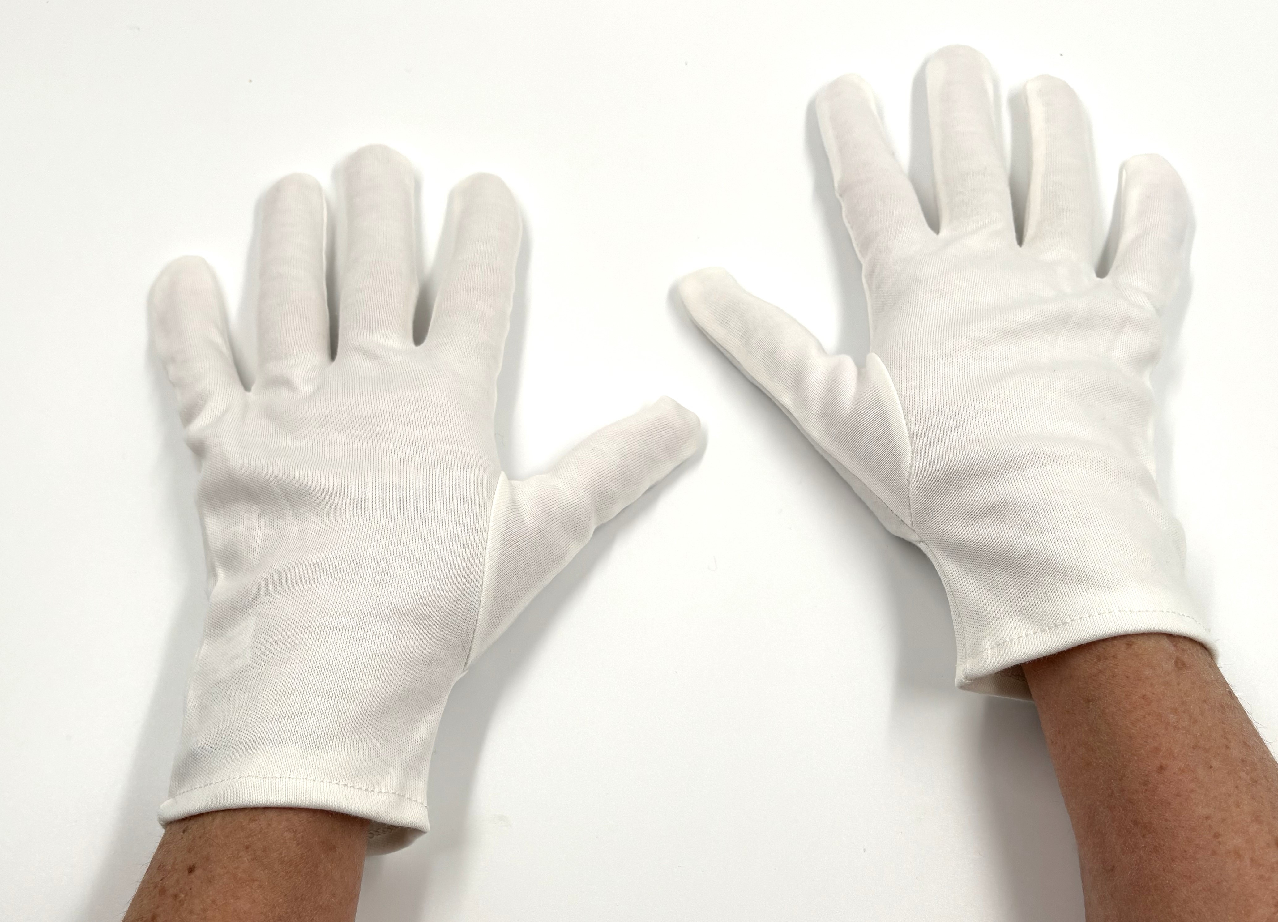 Lot De 12 Paires Gants Coton Lourds Oekotex - Taille 11 - Blanc, Usage Alimentaire, Pouce Anatomique
