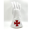 GANTS BLANCS en cuir croix Templière 3 nervures