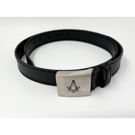 Ceinture Cuir Equerre & Compas noir