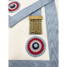 Tablier de Maître GLNF rite émulation français en cuir 3 rosettes et pendeloques