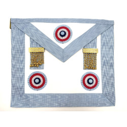 Tablier de Maître GLNF rite émulation français en cuir 3 rosettes et pendeloques
