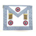 Tablier de Maître GLNF rite émulation français en cuir 3 rosettes et pendeloques