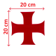 Patch écusson Croix Templière à coudre ou à coller 20x20 cm