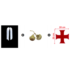 Ensemble cape , fermoir coquillage et croix templière