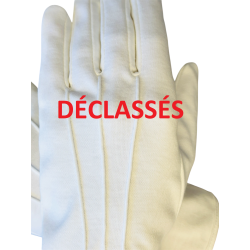 1 paire de gants blancs 3 nervures coton épais DECLASSES