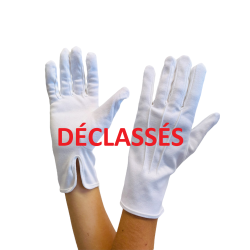 1 paire de gants blancs 3 nervures coton épais DECLASSES