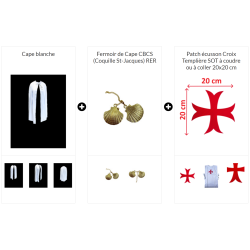 Ensemble cape , fermoir coquillage et croix templière SOT