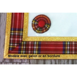 Tablier de maître bordure OR, RSE en vrai cuir et tartan Royal Steward