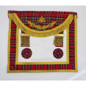 Tablier de maître bordure OR, RSE en vrai cuir et tartan Royal Steward