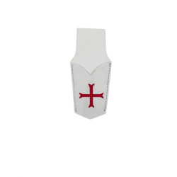 Porte épée cuir blanc bordé croix rouge