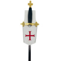 Porte épée en cuir blanc brodé croix rouge