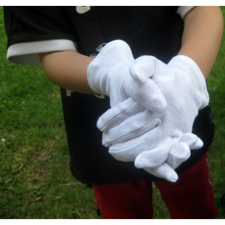 Gants blanc coton de cérémonie pour porte drapeau 