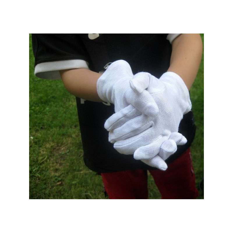 Gants blancs de coton en taille enfants soin des mains