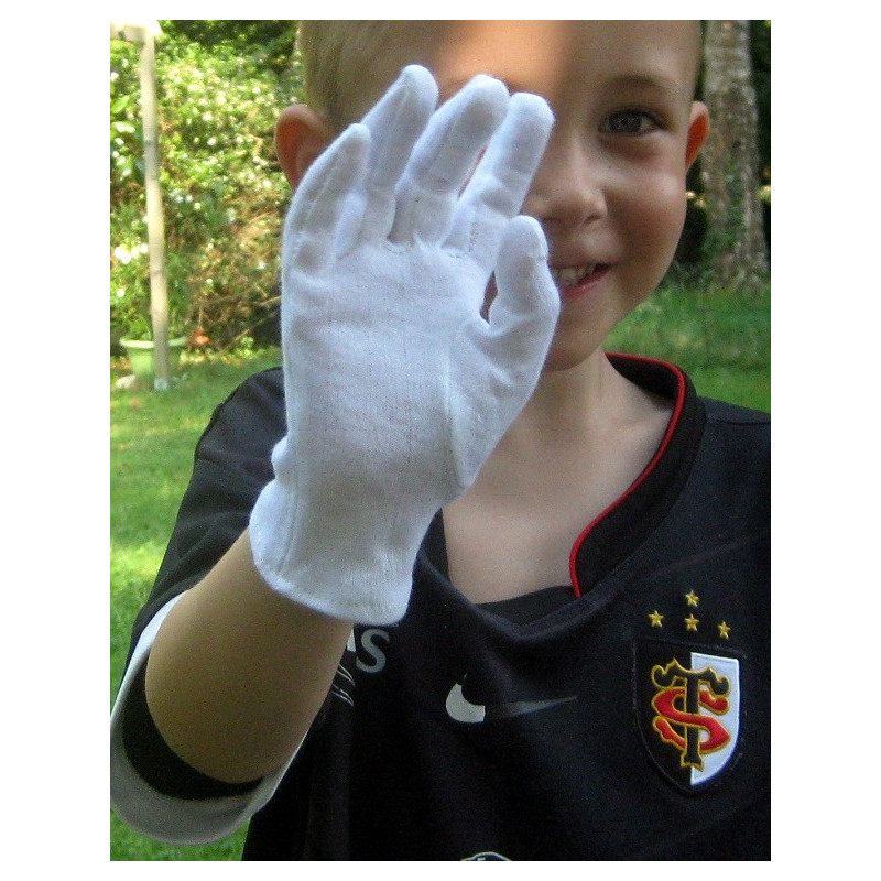 Gants blancs de coton en taille enfants soin des mains