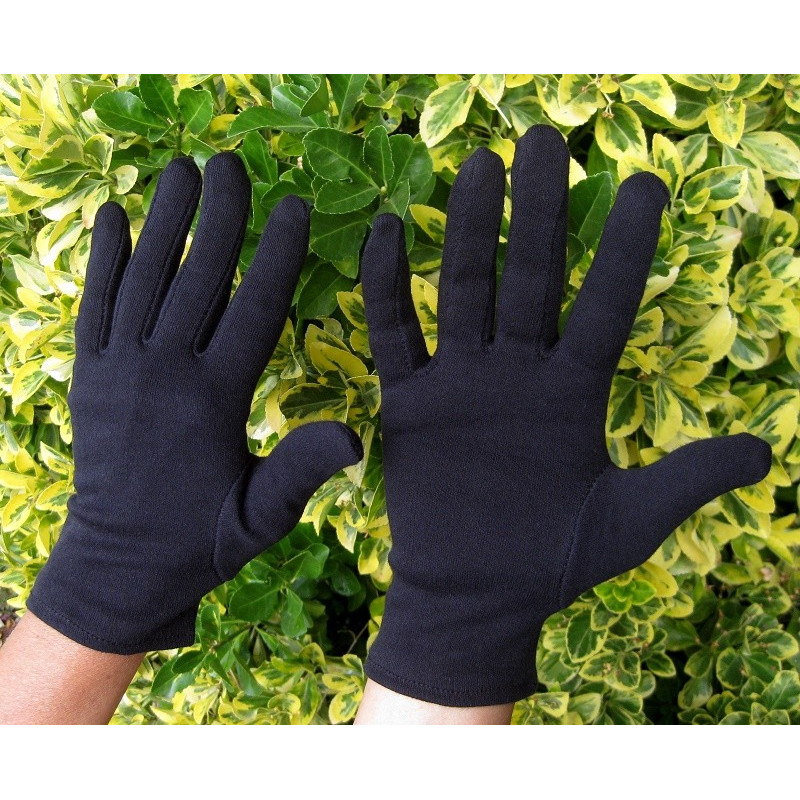 Gants noirs en 100 % coton en quatre tailles